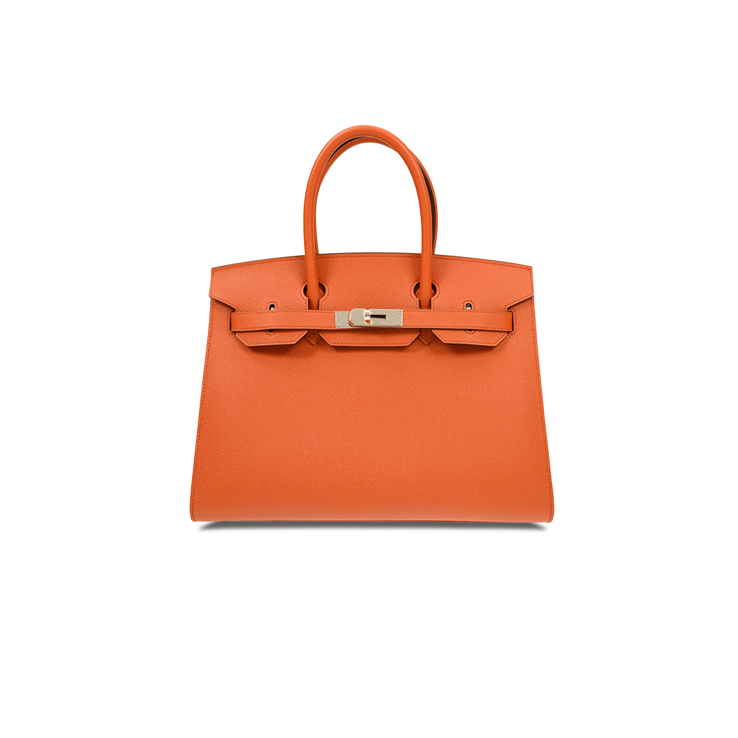 H**mes master birkin 35 epsom leather orange silver buckle luxury bag bk30r1epsso (35*28*18cm)